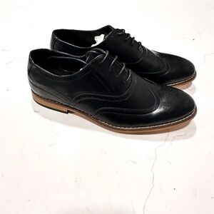 NEW Stacy Adams Black Wingback Shoes Men's Size 6.5 Dress Shoes Biscut Lace Up